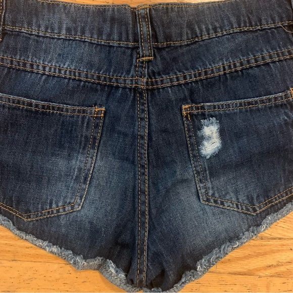 Zara Boho Festival Booty Shorts Distressed Denim High-Rise Women’s 8 - Picture 4 of 9